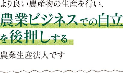 より良い農産物の生産を行い、農業ビジネスでの自立を後押しする農業生産法人です